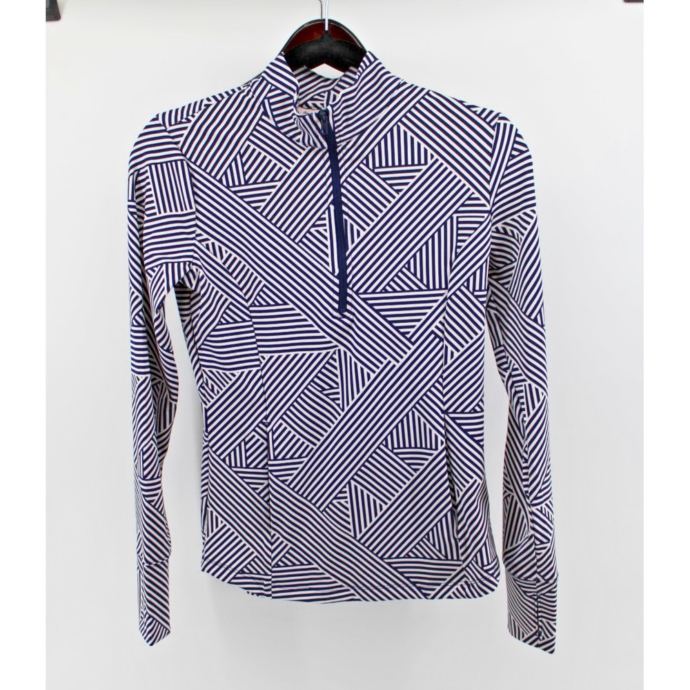 Tommy‎ Bahama Golf Womens Navy White Long Sleeve 1/4 Zip Tennis Shirt  XS NEW
